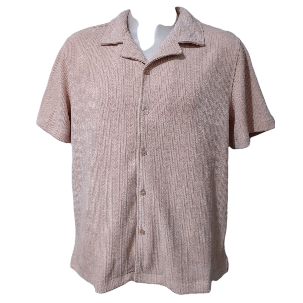Premise Shirt Men's Size XLarge Peach Stripe Beach Resort Button Up Stretch Soft